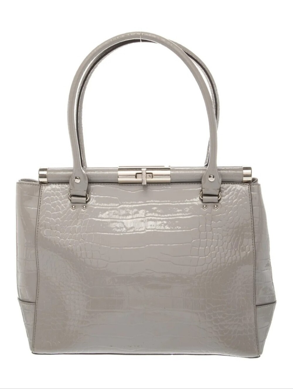Kate Spade New York Authentic Grey Patent Leather Tote Bag